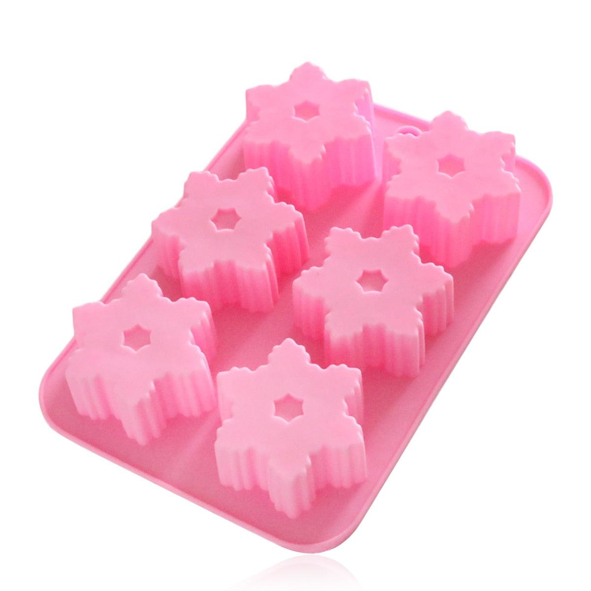 Snowflake Chocolate Mold Soap Silicone Ice Tray Cake Christmas Mould 6 Cavities Baking Pastry Tools Silicone Snowflake Molds Cake Pans Cookie Trays Handmade Soap Making Mould