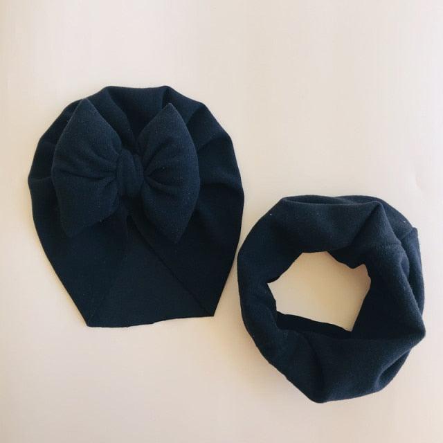 Baby Cotton Hat Autumn Winter Children Scarf Hat Sets Bowknot Ear Baby Girl Boy Warm Beanies Cap Neck Warmer Scarf Fleece Balaclava Hood Ski Mask Cold Weather Face Mask Neck Warmer Winter Nose Warmer
