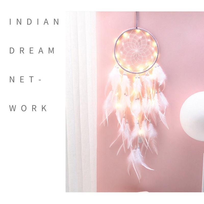 Dream Catcher Led Handmade Dream-catcher Traditional Feather Hanging Home Wall Decoration Night Dream Catchers Decor Ornament Wall Hanging Wind Chimes For Home Room Decoration