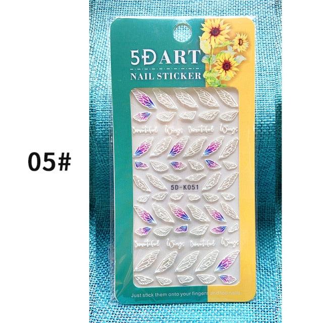 White Embossed Flower Lace 5D Sticker Decal Wedding Nail Art Designs Floral Flower Transfer Decal Geometry 3D Wave Design Decoration for Women Girls Tape Nail Art Stickers Decal Decoration Geometry Transfer Decals Nail Art Decorations Decoration Decal