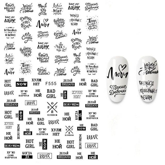 The New 3D Nail Sticker Cool English Letter stickers for nail Foil Love Heart Design Nails Accessories Fashion Manicure Sticker Stickers Girls Manicure Decoration Nail Art Supplies 3D Self-Adhesive Nail Decals Designer Nail Stickers for Acrylic Nails