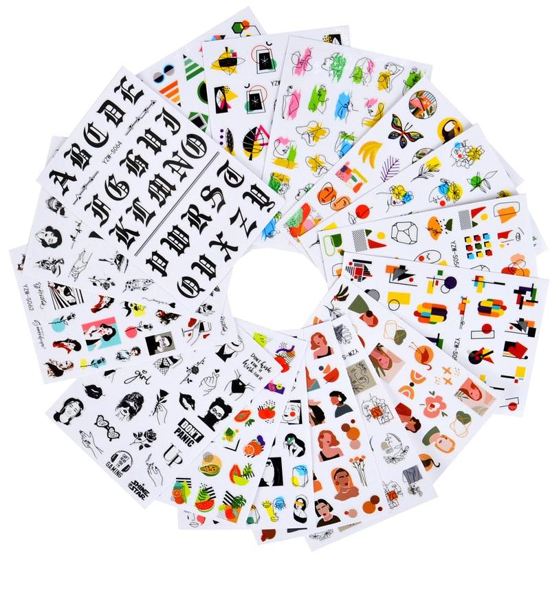 Water Decal Nail Art Decorations Nail Sticker Tattoo Full Cover Beauty Decals Manicure Supplies Accessories Women Kids Girls Manicure Decoration Nail Art Supplies 3D Self-Adhesive Nail Decals Designer Nail Stickers for Acrylic Nails