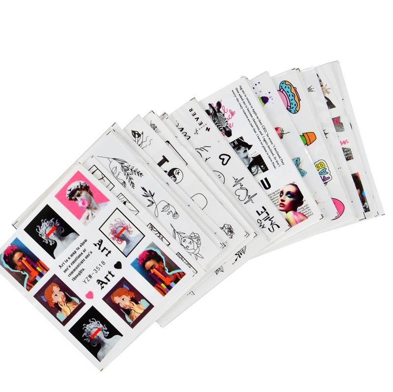Water Decal Nail Art Decorations Nail Sticker Tattoo Full Cover Beauty Decals Manicure Supplies Accessories Women Kids Girls Manicure Decoration Nail Art Supplies 3D Self-Adhesive Nail Decals Designer Nail Stickers for Acrylic Nails