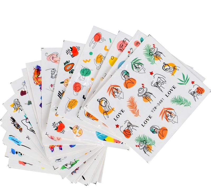 Water Decal Nail Art Decorations Nail Sticker Tattoo Full Cover Beauty Decals Manicure Supplies Accessories Women Kids Girls Manicure Decoration Nail Art Supplies 3D Self-Adhesive Nail Decals Designer Nail Stickers for Acrylic Nails