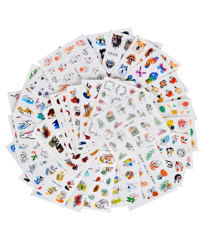 Water Decal Nail Art Decorations Nail Sticker Tattoo Full Cover Beauty Decals Manicure Supplies Accessories Women Kids Girls Manicure Decoration Nail Art Supplies 3D Self-Adhesive Nail Decals Designer Nail Stickers for Acrylic Nails