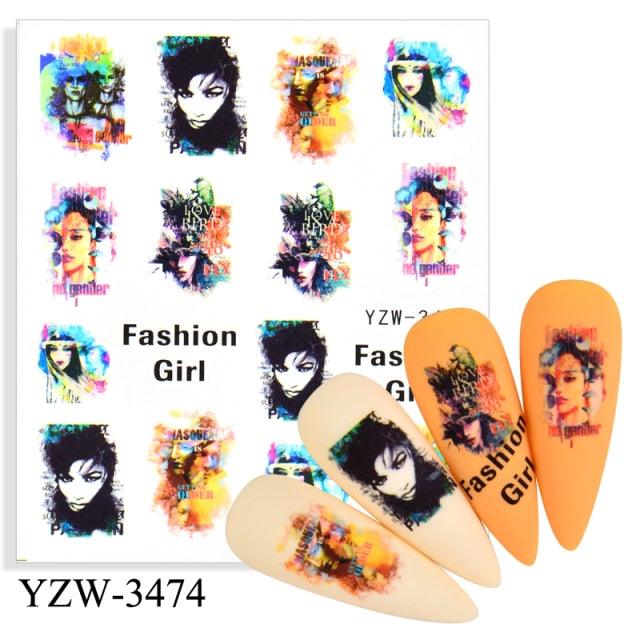 Water Decal Nail Art Decorations Nail Sticker Tattoo Full Cover Beauty Decals Manicure Supplies Accessories Women Kids Girls Manicure Decoration Nail Art Supplies 3D Self-Adhesive Nail Decals Designer Nail Stickers for Acrylic Nails