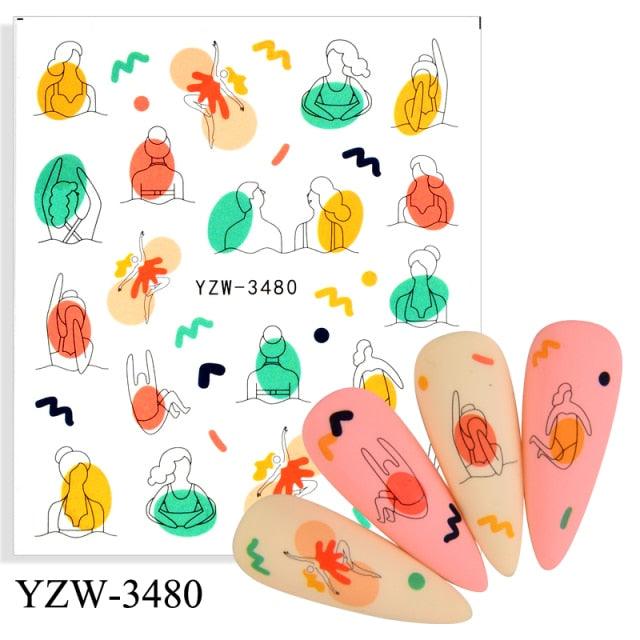 Water Decal Nail Art Decorations Nail Sticker Tattoo Full Cover Beauty Decals Manicure Supplies Accessories Women Kids Girls Manicure Decoration Nail Art Supplies 3D Self-Adhesive Nail Decals Designer Nail Stickers for Acrylic Nails