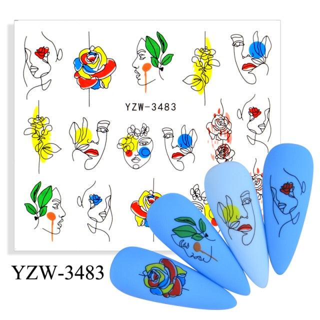 Water Decal Nail Art Decorations Nail Sticker Tattoo Full Cover Beauty Decals Manicure Supplies Accessories Women Kids Girls Manicure Decoration Nail Art Supplies 3D Self-Adhesive Nail Decals Designer Nail Stickers for Acrylic Nails