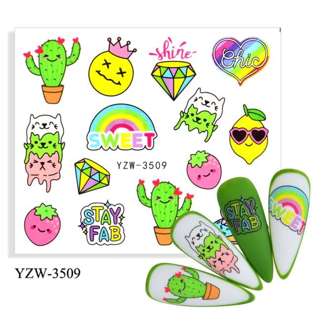 Water Decal Nail Art Decorations Nail Sticker Tattoo Full Cover Beauty Decals Manicure Supplies Accessories Women Kids Girls Manicure Decoration Nail Art Supplies 3D Self-Adhesive Nail Decals Designer Nail Stickers for Acrylic Nails