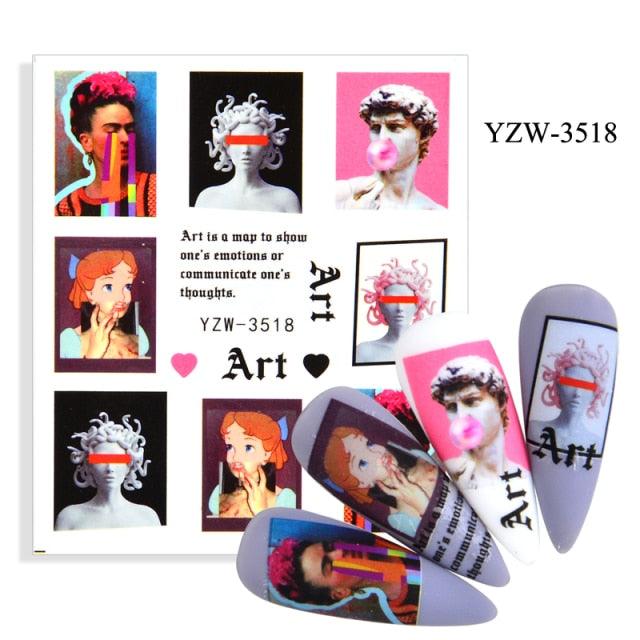 Water Decal Nail Art Decorations Nail Sticker Tattoo Full Cover Beauty Decals Manicure Supplies Accessories Women Kids Girls Manicure Decoration Nail Art Supplies 3D Self-Adhesive Nail Decals Designer Nail Stickers for Acrylic Nails