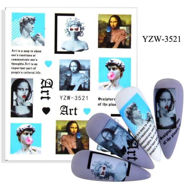 Water Decal Nail Art Decorations Nail Sticker Tattoo Full Cover Beauty Decals Manicure Supplies Accessories Women Kids Girls Manicure Decoration Nail Art Supplies 3D Self-Adhesive Nail Decals Designer Nail Stickers for Acrylic Nails