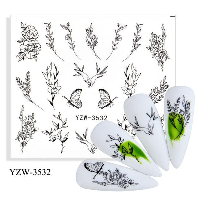 Water Decal Nail Art Decorations Nail Sticker Tattoo Full Cover Beauty Decals Manicure Supplies Accessories Women Kids Girls Manicure Decoration Nail Art Supplies 3D Self-Adhesive Nail Decals Designer Nail Stickers for Acrylic Nails