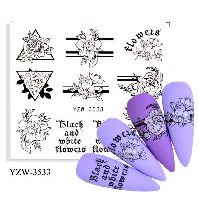 Water Decal Nail Art Decorations Nail Sticker Tattoo Full Cover Beauty Decals Manicure Supplies Accessories Women Kids Girls Manicure Decoration Nail Art Supplies 3D Self-Adhesive Nail Decals Designer Nail Stickers for Acrylic Nails