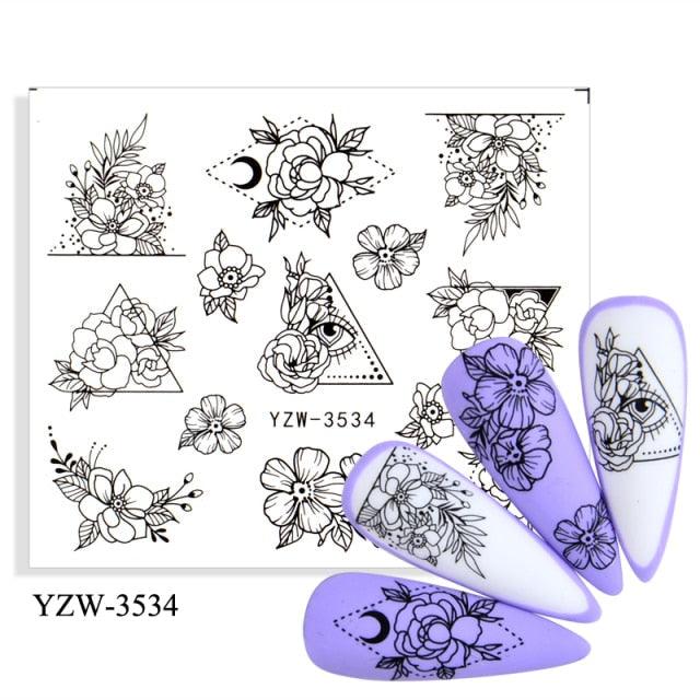 Water Decal Nail Art Decorations Nail Sticker Tattoo Full Cover Beauty Decals Manicure Supplies Accessories Women Kids Girls Manicure Decoration Nail Art Supplies 3D Self-Adhesive Nail Decals Designer Nail Stickers for Acrylic Nails