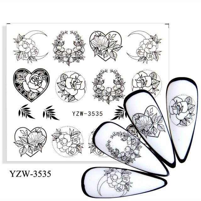 Water Decal Nail Art Decorations Nail Sticker Tattoo Full Cover Beauty Decals Manicure Supplies Accessories Women Kids Girls Manicure Decoration Nail Art Supplies 3D Self-Adhesive Nail Decals Designer Nail Stickers for Acrylic Nails