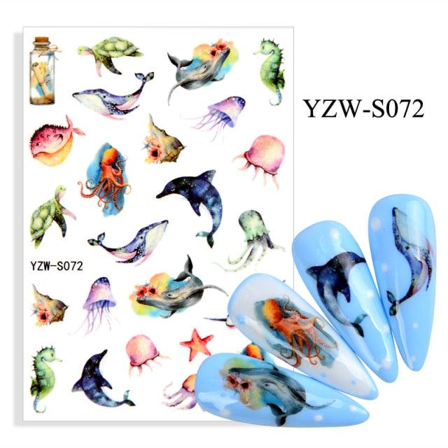 Water Decal Nail Art Decorations Nail Sticker Tattoo Full Cover Beauty Decals Manicure Supplies Accessories Women Kids Girls Manicure Decoration Nail Art Supplies 3D Self-Adhesive Nail Decals Designer Nail Stickers for Acrylic Nails