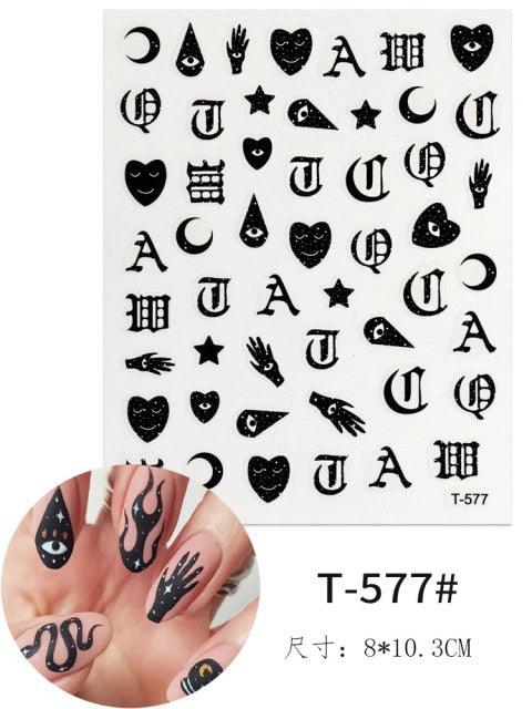 Yellow Smiles Sun Moon Clouds 3D Nail Stickers For Halloween Theme Slider Decals Nail Art Decorations Design 3D Self-Adhesive Nail Decorations Accessories Women Girls Manicure Decorations Nail Art Supplies Water Transfer Decals
