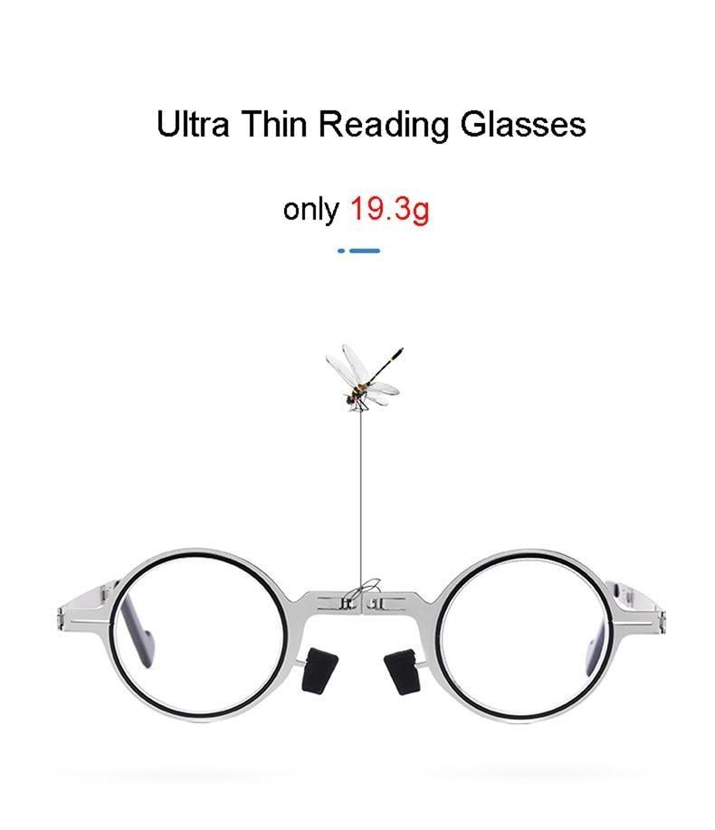 Small Metal Round Folding Reading Glasses Retro Circle Blue Light Computer Grade Glasses Narrow Eyeglasses Frame And Anti Glare Reading Glasses Foldable Computer Reading Glasses For Men +3.5