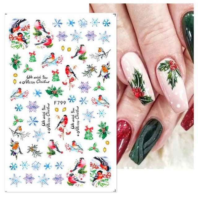 3D Nail Stickers Decals Snowflakes Elk Bear Christmas Xmas Transfer Stickers Nail Art Self-Adhesive Decals Decoration Nail Art Stickers Decals Christmas Snowflake Bronzing Christmas Slider Nail Art 3D Decals Decoration