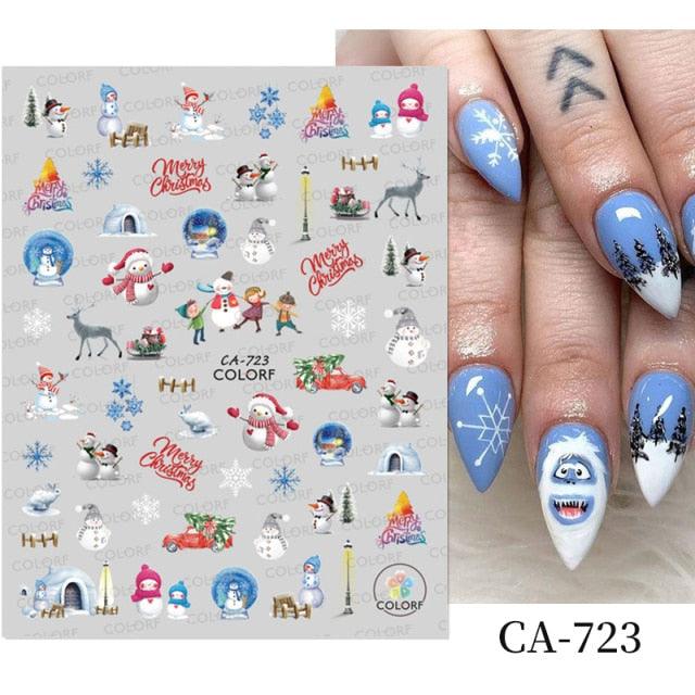 3D Nail Stickers Decals Snowflakes Elk Bear Christmas Xmas Transfer Stickers Nail Art Self-Adhesive Decals Decoration Nail Art Stickers Decals Christmas Snowflake Bronzing Christmas Slider Nail Art 3D Decals Decoration