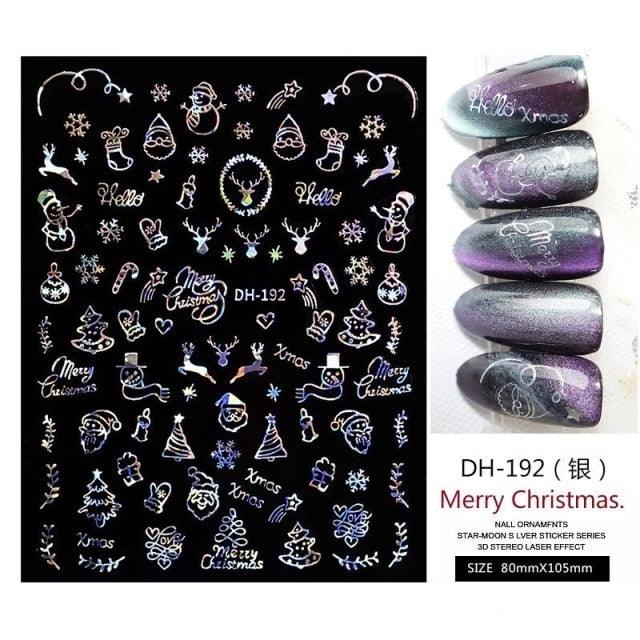 3D Nail Stickers Decals Snowflakes Elk Bear Christmas Xmas Transfer Stickers Nail Art Self-Adhesive Decals Decoration Nail Art Stickers Decals Christmas Snowflake Bronzing Christmas Slider Nail Art 3D Decals Decoration