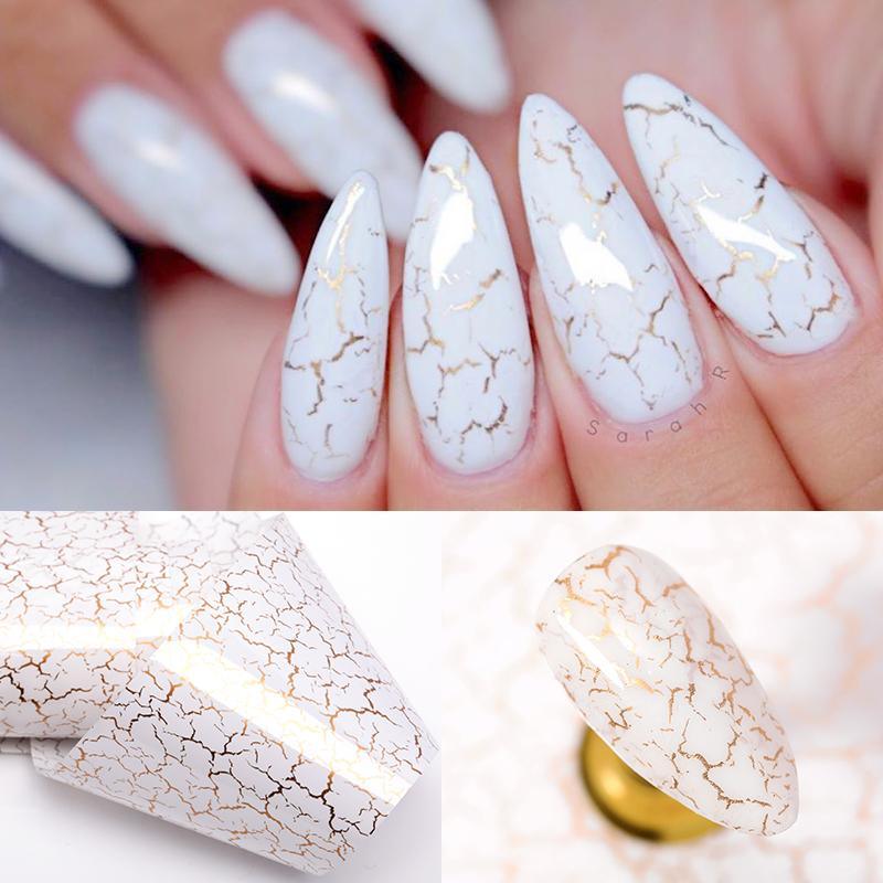 Nail Foils Marble Flower Series Iridescent Nail Art Transfer Sticker Paper Slider Nail Water Decal Design Manicures Decorations Art Manicures Decoration New Gold Nail Transfer Foils for Nail Arts Nails Supply Holographic Effect Nail Art Foil Stickers Hol