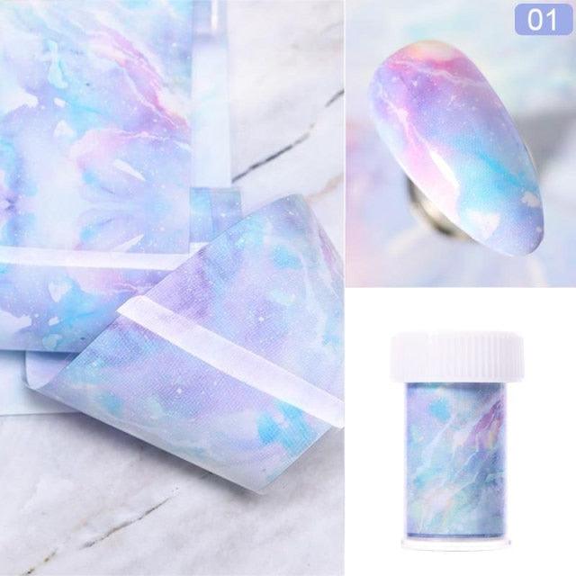 Nail Foils Marble Flower Series Iridescent Nail Art Transfer Sticker Paper Slider Nail Water Decal Design Manicures Decorations Art Manicures Decoration New Gold Nail Transfer Foils for Nail Arts Nails Supply Holographic Effect Nail Art Foil Stickers Hol