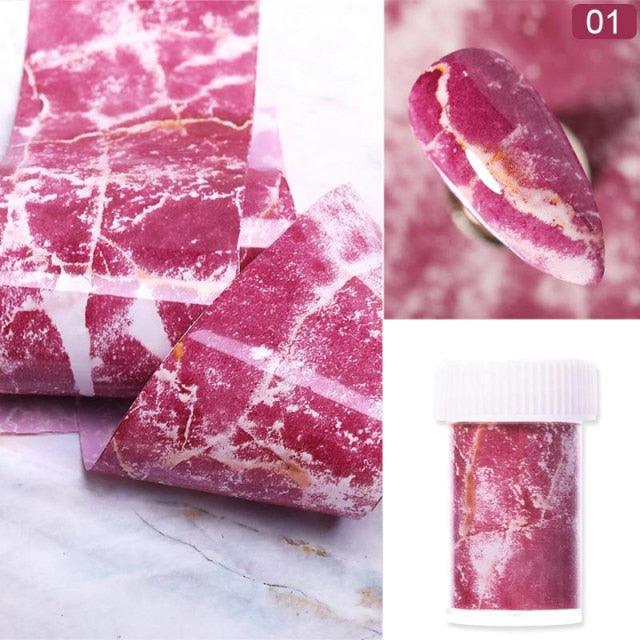 Nail Foils Marble Flower Series Iridescent Nail Art Transfer Sticker Paper Slider Nail Water Decal Design Manicures Decorations Art Manicures Decoration New Gold Nail Transfer Foils for Nail Arts Nails Supply Holographic Effect Nail Art Foil Stickers Hol