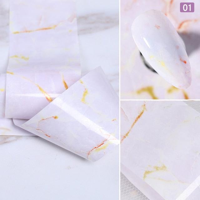 Nail Foils Marble Flower Series Iridescent Nail Art Transfer Sticker Paper Slider Nail Water Decal Design Manicures Decorations Art Manicures Decoration New Gold Nail Transfer Foils for Nail Arts Nails Supply Holographic Effect Nail Art Foil Stickers Hol