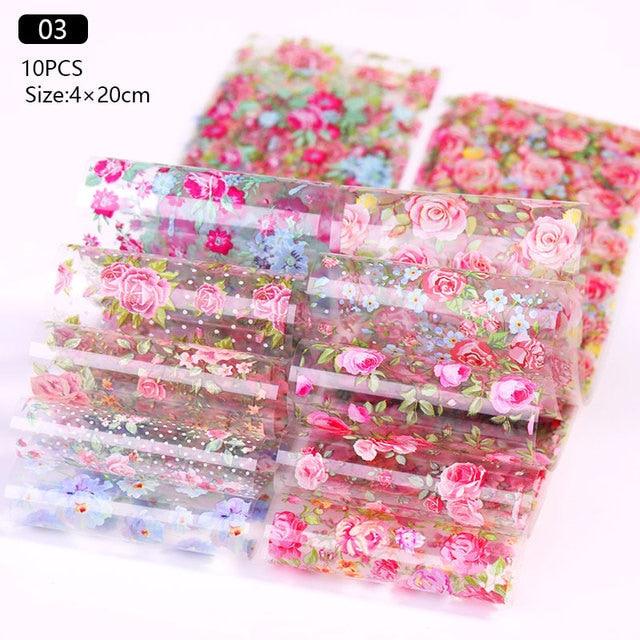 Nail Foils Marble Flower Series Iridescent Nail Art Transfer Sticker Paper Slider Nail Water Decal Design Manicures Decorations Art Manicures Decoration New Gold Nail Transfer Foils for Nail Arts Nails Supply Holographic Effect Nail Art Foil Stickers Hol