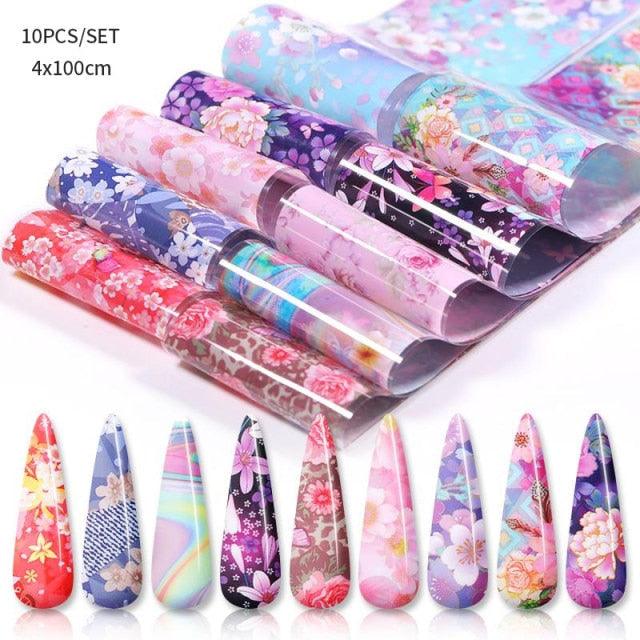 Nail Foils Marble Flower Series Iridescent Nail Art Transfer Sticker Paper Slider Nail Water Decal Design Manicures Decorations Art Manicures Decoration New Gold Nail Transfer Foils for Nail Arts Nails Supply Holographic Effect Nail Art Foil Stickers Hol