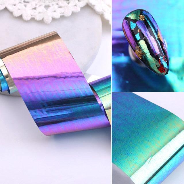 Nail Foils Marble Flower Series Iridescent Nail Art Transfer Sticker Paper Slider Nail Water Decal Design Manicures Decorations Art Manicures Decoration New Gold Nail Transfer Foils for Nail Arts Nails Supply Holographic Effect Nail Art Foil Stickers Hol