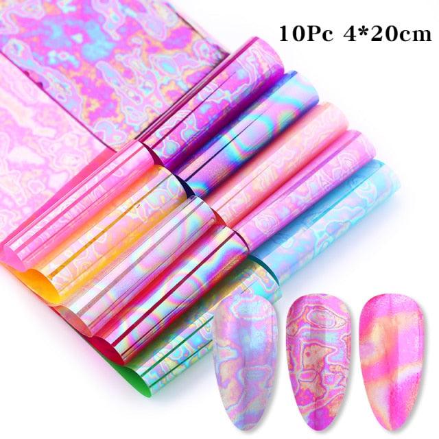 Nail Foils Marble Flower Series Iridescent Nail Art Transfer Sticker Paper Slider Nail Water Decal Design Manicures Decorations Art Manicures Decoration New Gold Nail Transfer Foils for Nail Arts Nails Supply Holographic Effect Nail Art Foil Stickers Hol