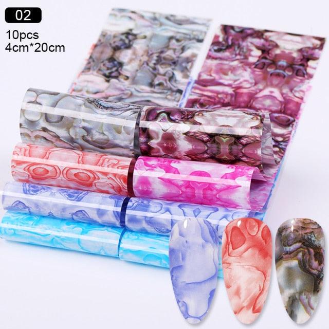 Nail Foils Marble Flower Series Iridescent Nail Art Transfer Sticker Paper Slider Nail Water Decal Design Manicures Decorations Art Manicures Decoration New Gold Nail Transfer Foils for Nail Arts Nails Supply Holographic Effect Nail Art Foil Stickers Hol