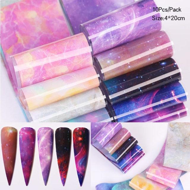 Nail Foils Marble Flower Series Iridescent Nail Art Transfer Sticker Paper Slider Nail Water Decal Design Manicures Decorations Art Manicures Decoration New Gold Nail Transfer Foils for Nail Arts Nails Supply Holographic Effect Nail Art Foil Stickers Hol