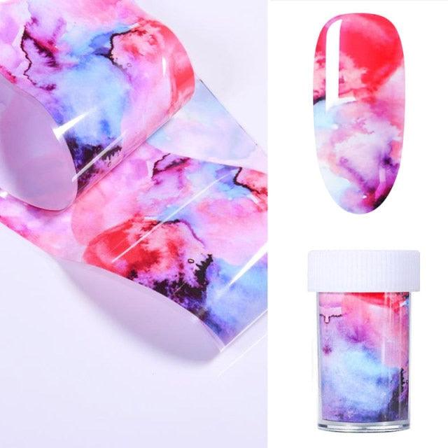 Nail Foils Marble Flower Series Iridescent Nail Art Transfer Sticker Paper Slider Nail Water Decal Design Manicures Decorations Art Manicures Decoration New Gold Nail Transfer Foils for Nail Arts Nails Supply Holographic Effect Nail Art Foil Stickers Hol