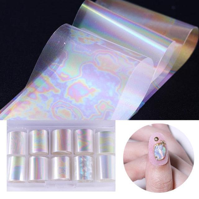 Nail Foils Marble Flower Series Iridescent Nail Art Transfer Sticker Paper Slider Nail Water Decal Design Manicures Decorations Art Manicures Decoration New Gold Nail Transfer Foils for Nail Arts Nails Supply Holographic Effect Nail Art Foil Stickers Hol