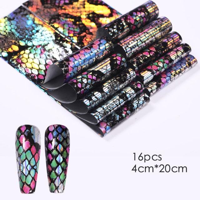 Nail Foils Marble Flower Series Iridescent Nail Art Transfer Sticker Paper Slider Nail Water Decal Design Manicures Decorations Art Manicures Decoration New Gold Nail Transfer Foils for Nail Arts Nails Supply Holographic Effect Nail Art Foil Stickers Hol