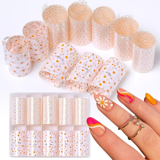 Nail Foils Marble Flower Series Iridescent Nail Art Transfer Sticker Paper Slider Nail Water Decal Design Manicures Decorations Art Manicures Decoration New Gold Nail Transfer Foils for Nail Arts Nails Supply Holographic Effect Nail Art Foil Stickers Hol