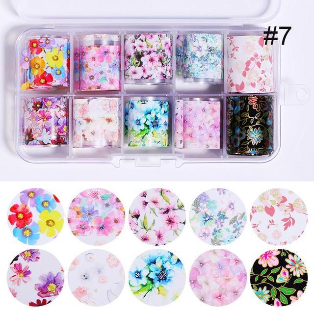 Nail Foils Marble Flower Series Iridescent Nail Art Transfer Sticker Paper Slider Nail Water Decal Design Manicures Decorations Art Manicures Decoration New Gold Nail Transfer Foils for Nail Arts Nails Supply Holographic Effect Nail Art Foil Stickers Hol