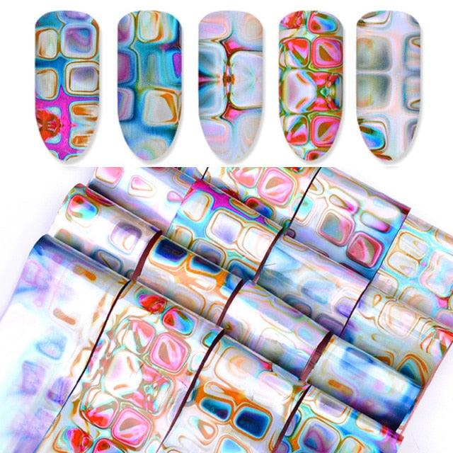 Nail Foils Marble Flower Series Iridescent Nail Art Transfer Sticker Paper Slider Nail Water Decal Design Manicures Decorations Art Manicures Decoration New Gold Nail Transfer Foils for Nail Arts Nails Supply Holographic Effect Nail Art Foil Stickers Hol