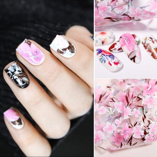 Nail Foils Marble Flower Series Iridescent Nail Art Transfer Sticker Paper Slider Nail Water Decal Design Manicures Decorations Art Manicures Decoration New Gold Nail Transfer Foils for Nail Arts Nails Supply Holographic Effect Nail Art Foil Stickers Hol