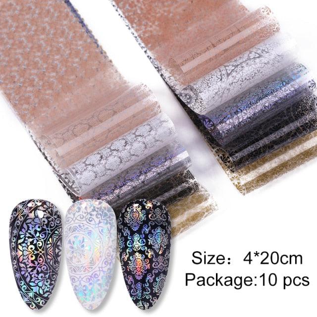 Nail Foils Marble Flower Series Iridescent Nail Art Transfer Sticker Paper Slider Nail Water Decal Design Manicures Decorations Art Manicures Decoration New Gold Nail Transfer Foils for Nail Arts Nails Supply Holographic Effect Nail Art Foil Stickers Hol