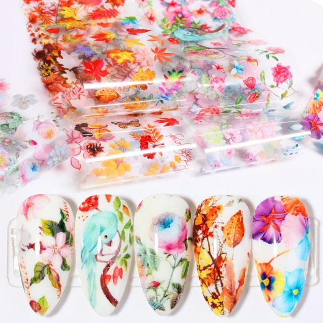 Nail Foils Marble Flower Series Iridescent Nail Art Transfer Sticker Paper Slider Nail Water Decal Design Manicures Decorations Art Manicures Decoration New Gold Nail Transfer Foils for Nail Arts Nails Supply Holographic Effect Nail Art Foil Stickers Hol