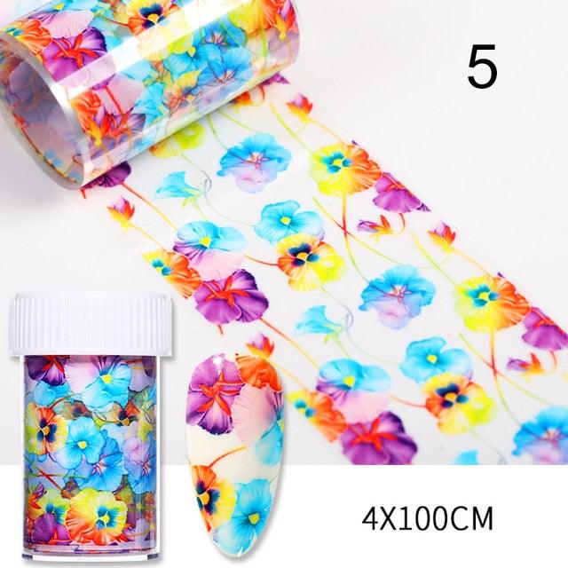 Nail Foils Marble Flower Series Iridescent Nail Art Transfer Sticker Paper Slider Nail Water Decal Design Manicures Decorations Art Manicures Decoration New Gold Nail Transfer Foils for Nail Arts Nails Supply Holographic Effect Nail Art Foil Stickers Hol