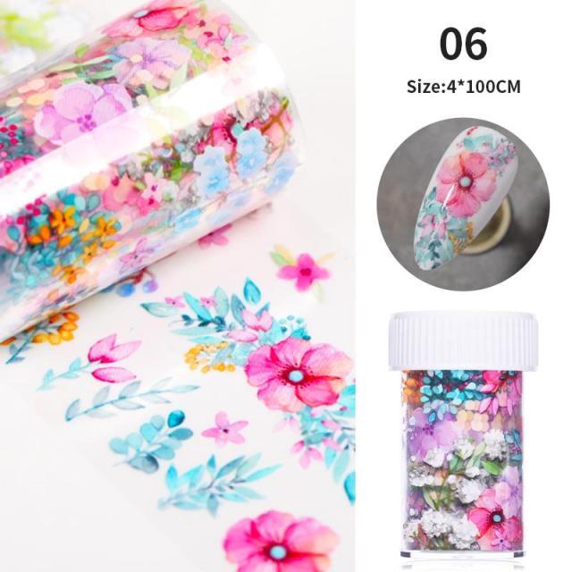 Nail Foils Marble Flower Series Iridescent Nail Art Transfer Sticker Paper Slider Nail Water Decal Design Manicures Decorations Art Manicures Decoration New Gold Nail Transfer Foils for Nail Arts Nails Supply Holographic Effect Nail Art Foil Stickers Hol