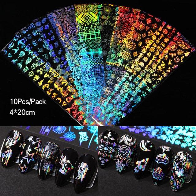 Nail Foils Marble Flower Series Iridescent Nail Art Transfer Sticker Paper Slider Nail Water Decal Design Manicures Decorations Art Manicures Decoration New Gold Nail Transfer Foils for Nail Arts Nails Supply Holographic Effect Nail Art Foil Stickers Hol