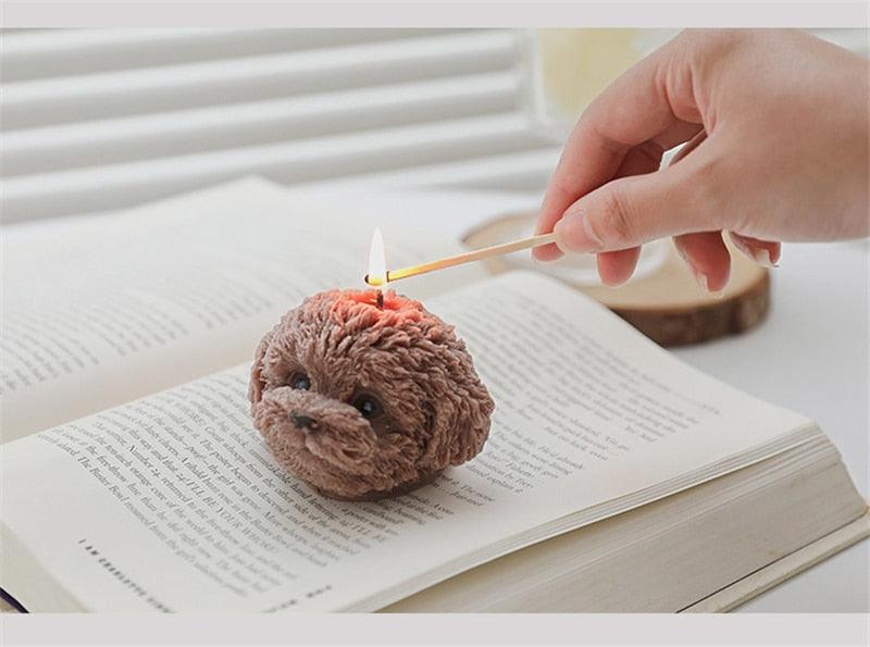 Handmade Scented Candles Creative Teddy Dog Candles Cute Bear Birthday Candles Bear Shaped Cool Candles Scented Funky Candles Aesthetic Candles Birthday Cake Decoration Cake Topper Decor For Baby ShoweAromatherapy Teddy Bear Shape Candle Gift