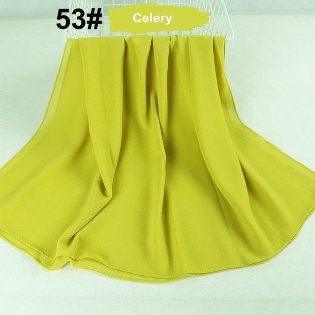 Fashion Soft Long Plain High Quality Premium Heavy Lightweight Elegant Chiffon Hijab Scarf Scarves Hijabs Lightweight Islamic Head Wear Escharpe Shawls Long Shawls For Women