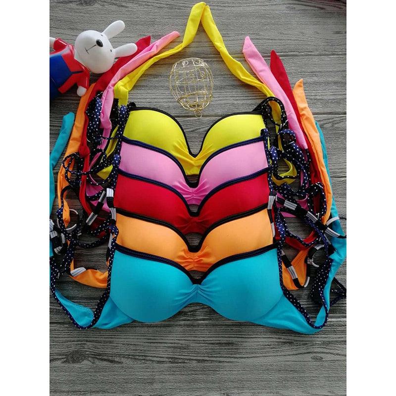 Bikini Set Three Piece Swimsuit Women Push Up Swimwear Bathing Suit Beachwear Swimming Suit For Women Women Braided Straps Lace Up Contrast Bikini Set Swimsuit Flower Bathing Suit Cross Low Waist Swimwear